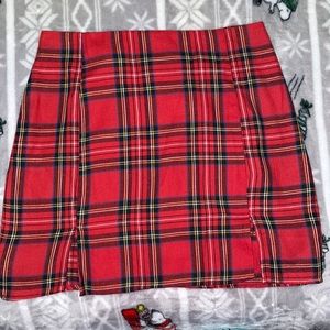 SHEIN Red Plaid Mini Skirt